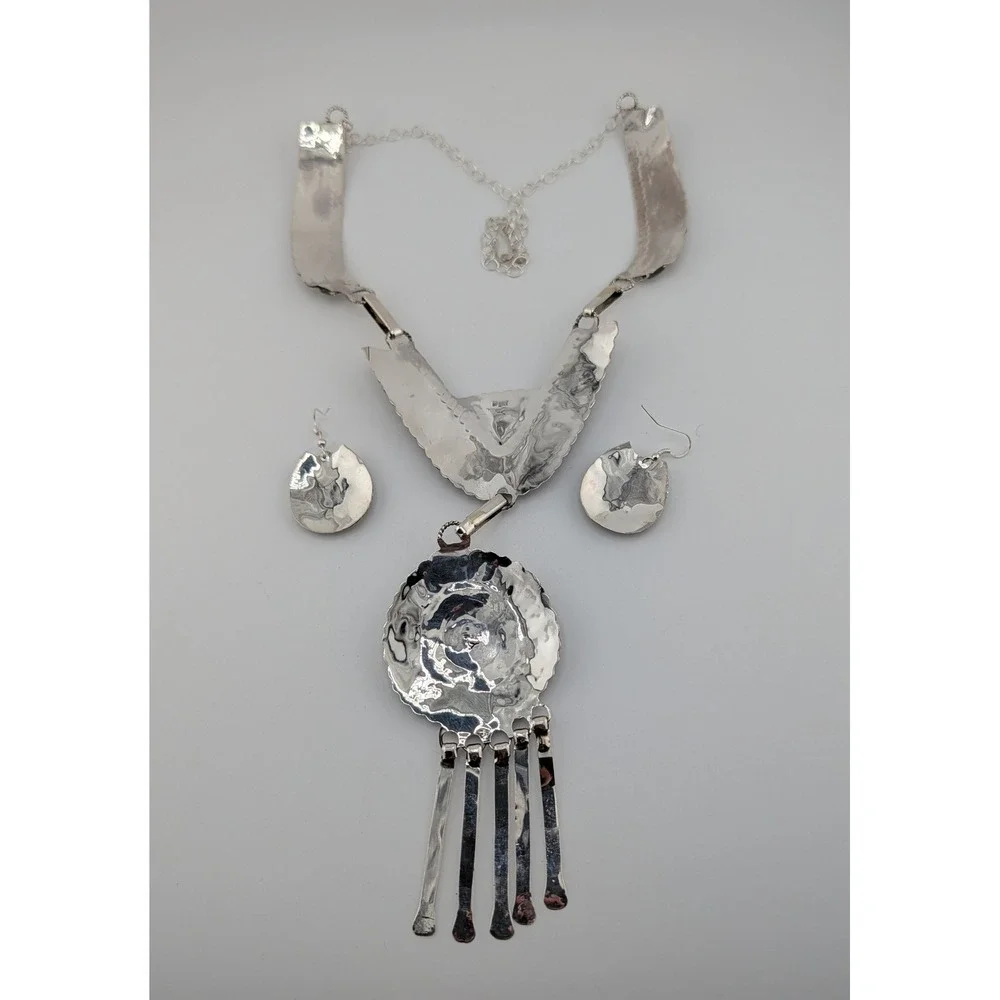 Navajo Multi-Stone Petit Needle Point Necklace and Earrings‎ Set jewelry**